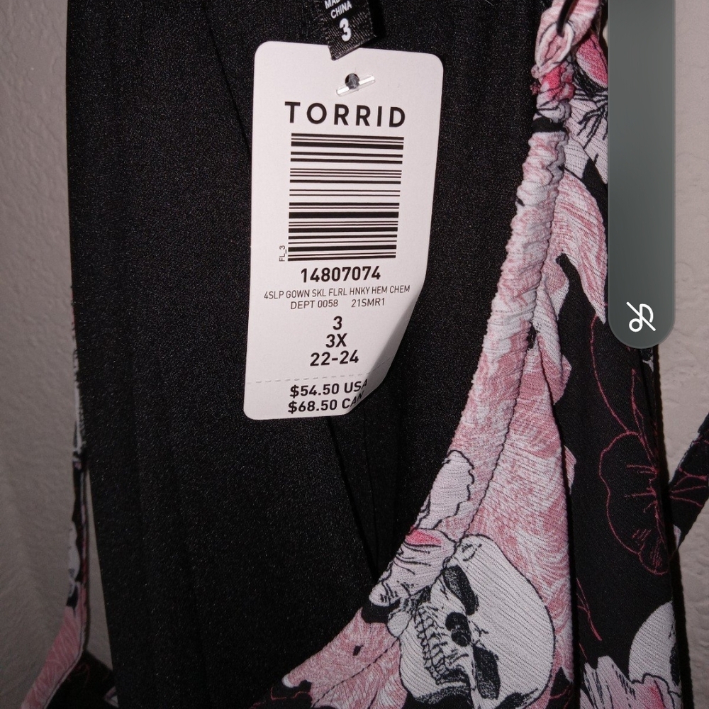 Torrid Black Dress with Pink Skull Design